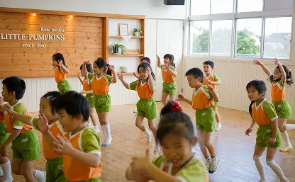 こどもの園りとるぱんぷきんずののエアロビクス教室の様子
